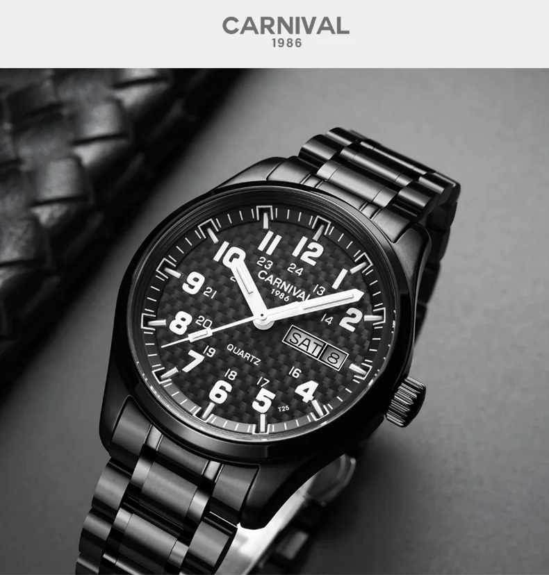 T25Carnival Тритий Светящиеся двойной календарь военные кварцевые часы мужские роскошные Брендовые Часы водонепроницаемые часы relogio erkek saati