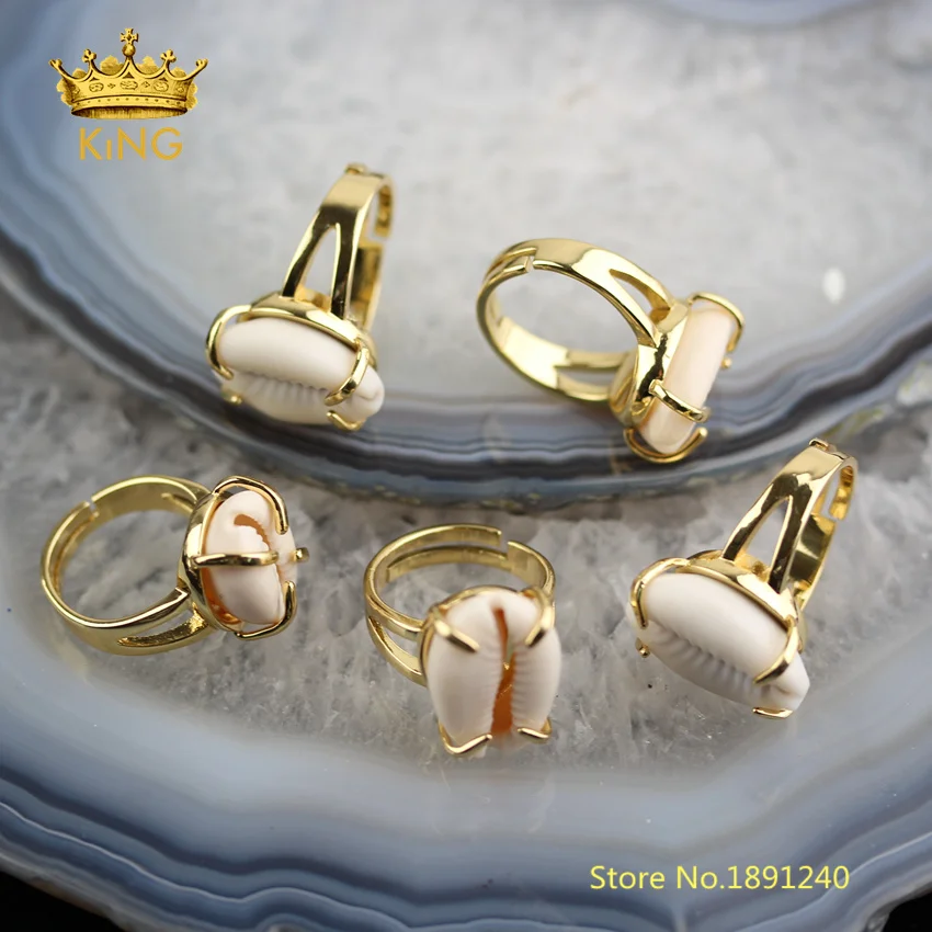 5 шт. кольцо Cowry регулируемое с искусственным ракушкой ювелирные изделия из