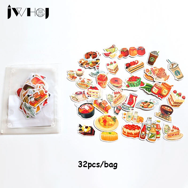 32 шт./пакет акварелью Для Изготовления Бумажных пищевых Стикеры для детского
