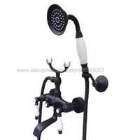 oil rubbed bronze bathtub faucet wall mount handheld bath tub mixer system with handshower telephone style ktf615
