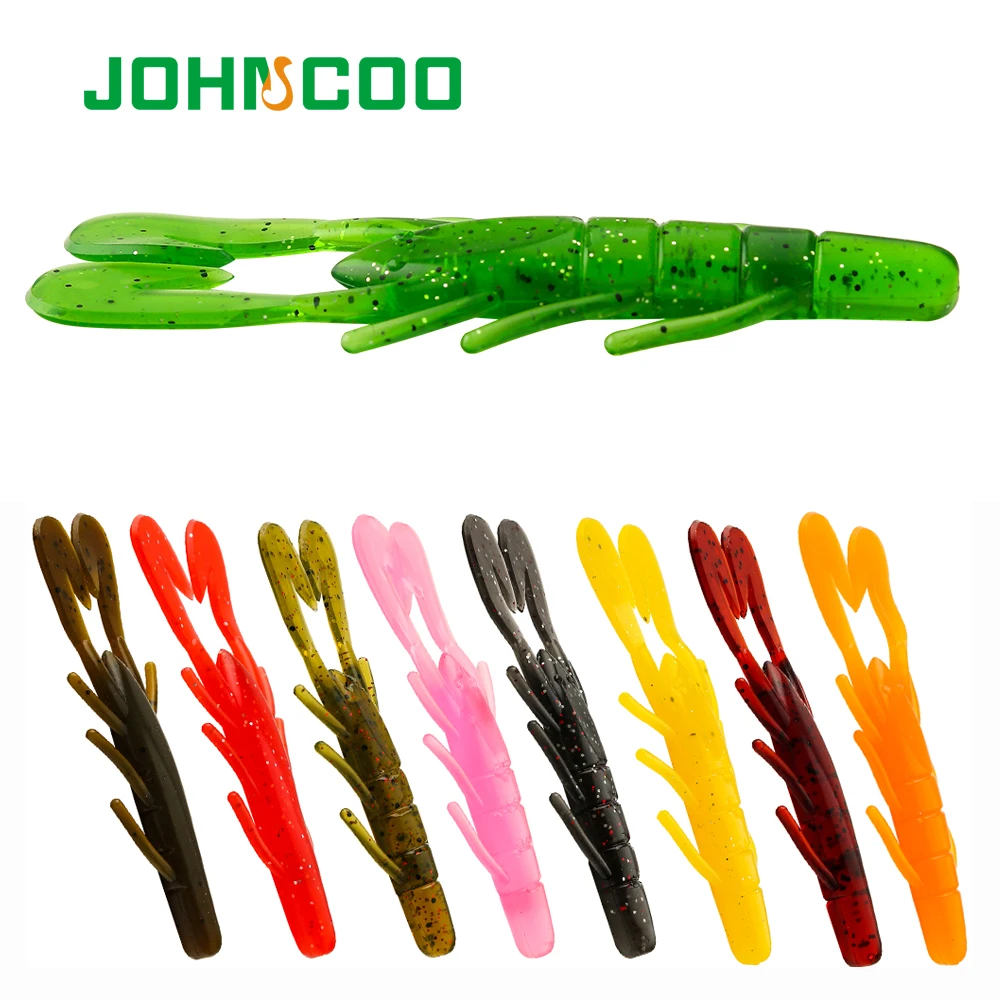 JOHNCOO Craw рыбные приманки, приманки для рыбалки, 90 мм, 5,5 г, 8 шт., креветки, 2 огромные пинчеры, мягкие приманки, приманки для окуня