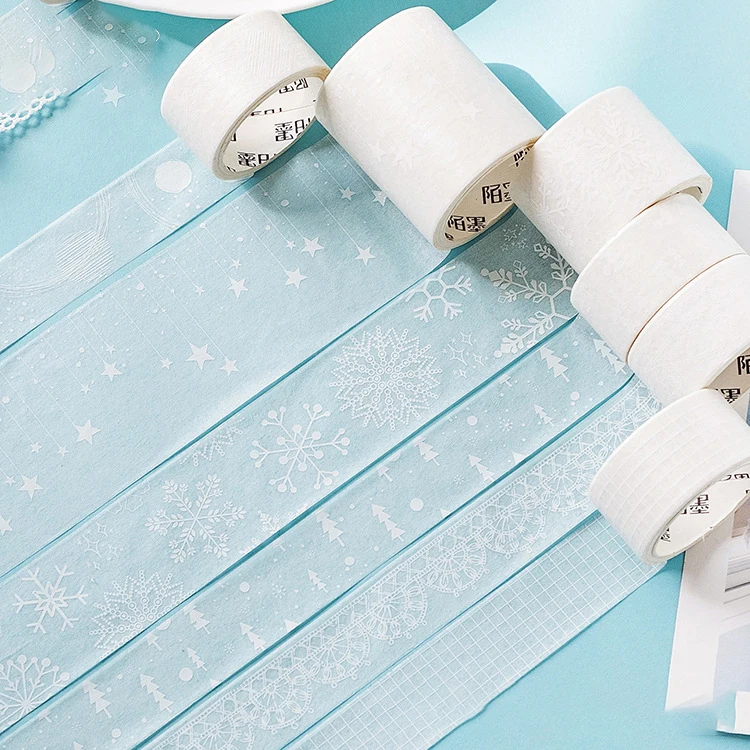 Чистый белый тема Снежное кружево звезда дерево стиль васи клейкая лента DIY