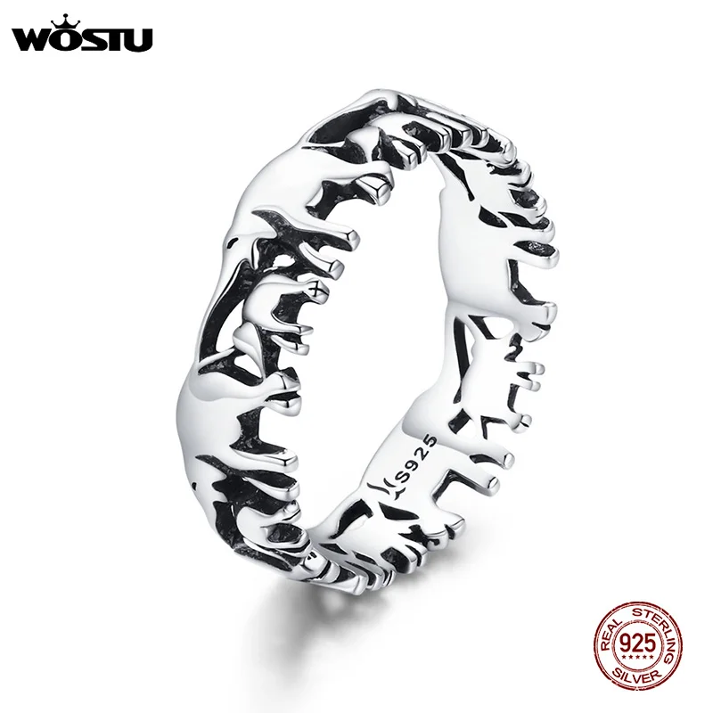 Женское кольцо с сердечком WOSTU модное Оригинальное из 100% стерлингового серебра 925