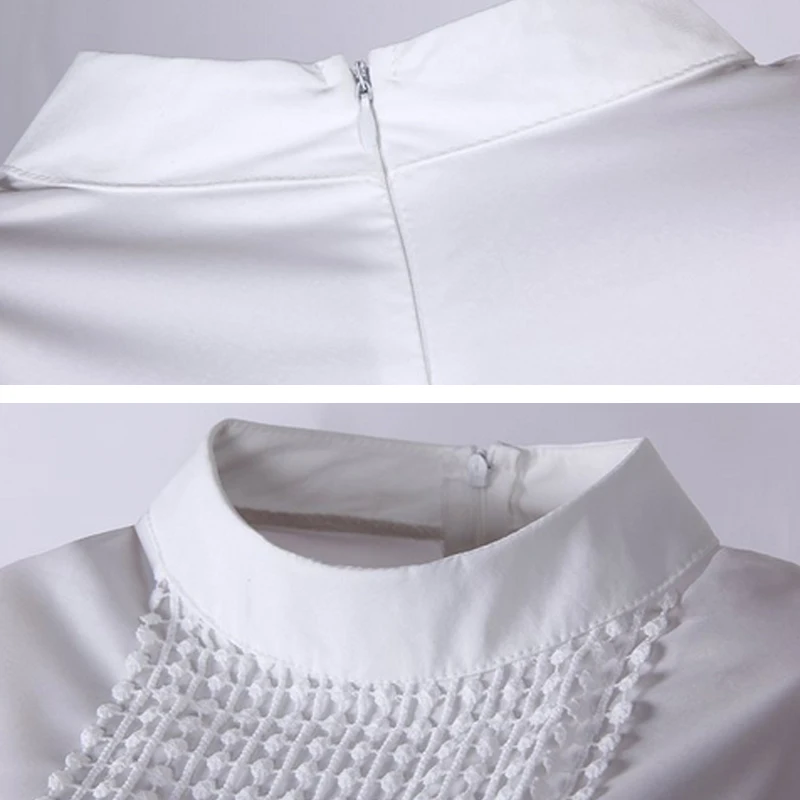 2018 Autumn Women's Shirts White Long-sleeve Blouses Slim Basic Tops Hollow Lace Female High Quality Plus Size S-5XL |
