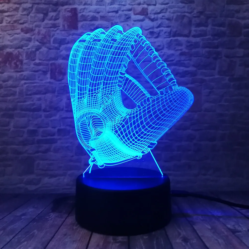 Новинка Софтбол Mitt ночник 7 цветов меняющаяся Светодиодная лампа настроение 3D