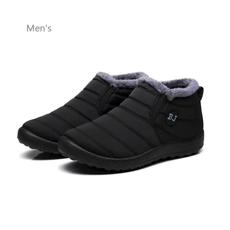 Men black New exhibition Women Boots Winter Plush Inside Antiskid Bottom Keep Warm Waterproof Ankle Ski Boots Booties Women's Shoes 35-46 - Цвет: Men black