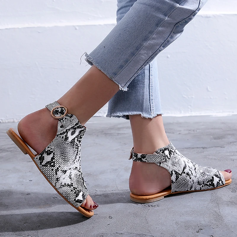 Летние босоножки женская обувь на плоской подошве повседневная с открытым