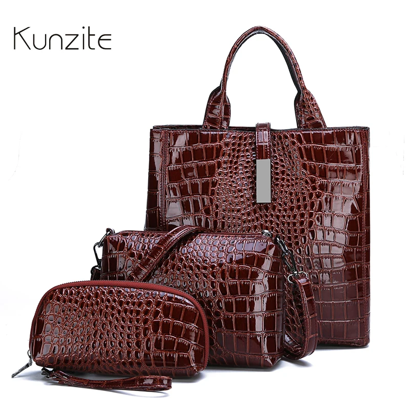 KUNZITE роскошные сумки под змеиную кожу набор для женщин многофункциональные тоут