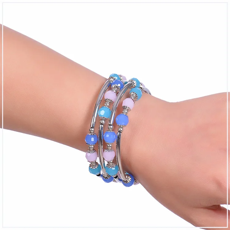 Новинка 2019 браслет с намоткой из натурального розового и синего