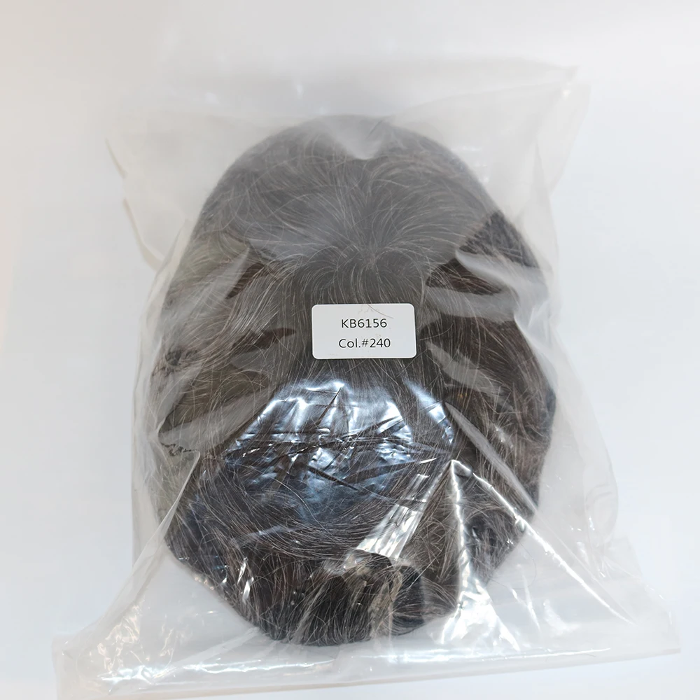 

Eversilky New Arrival 100% Real Hair Replacement Short Slight Wave Gray Brown Handsome Human Hair Toupee Wigs