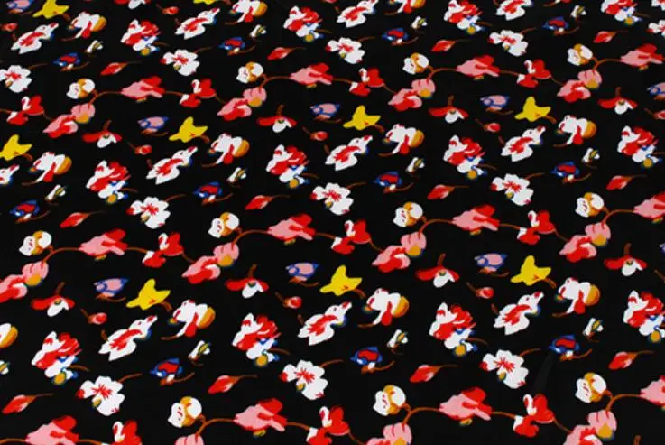 Швейная атласная ткань с цветочным принтом материал для рукоделия полиэстер