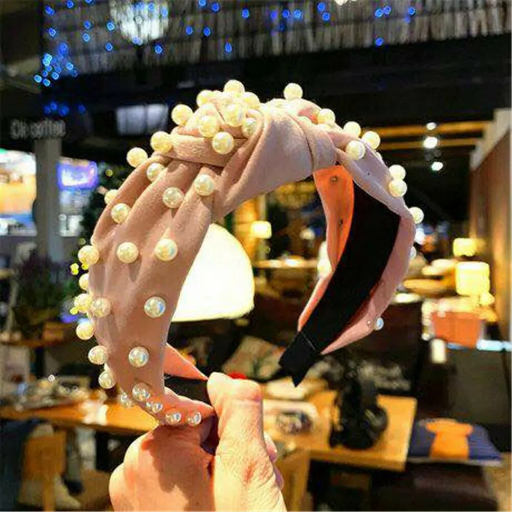 Женская бархатная резинка для волос черная синяя на голову в стиле ретро с