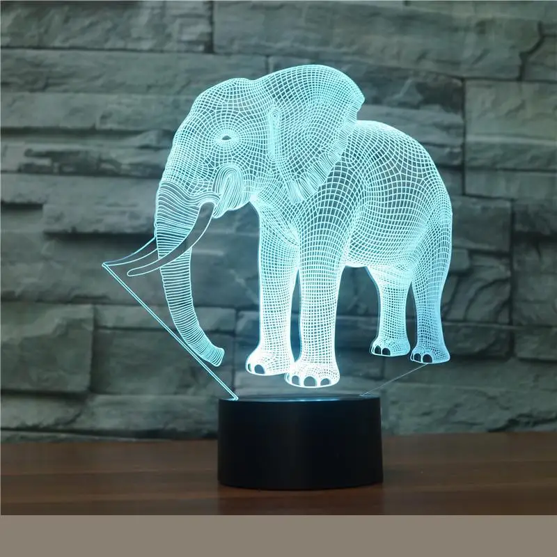 Оптовая Продажа Слон 7 Красочные 3d огни Сенсорное видение свет градиент