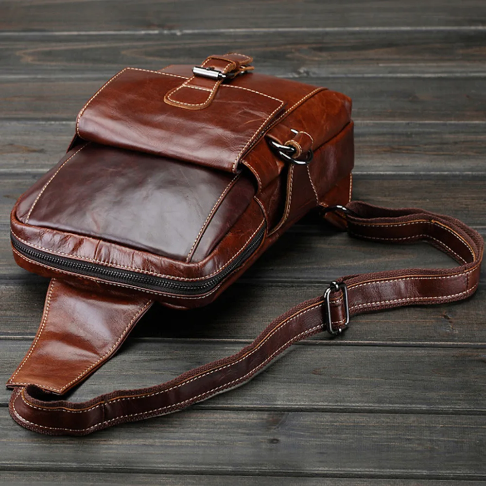 Сумка из натуральной кожи Мужская нагрудная сумка винтажная мужская