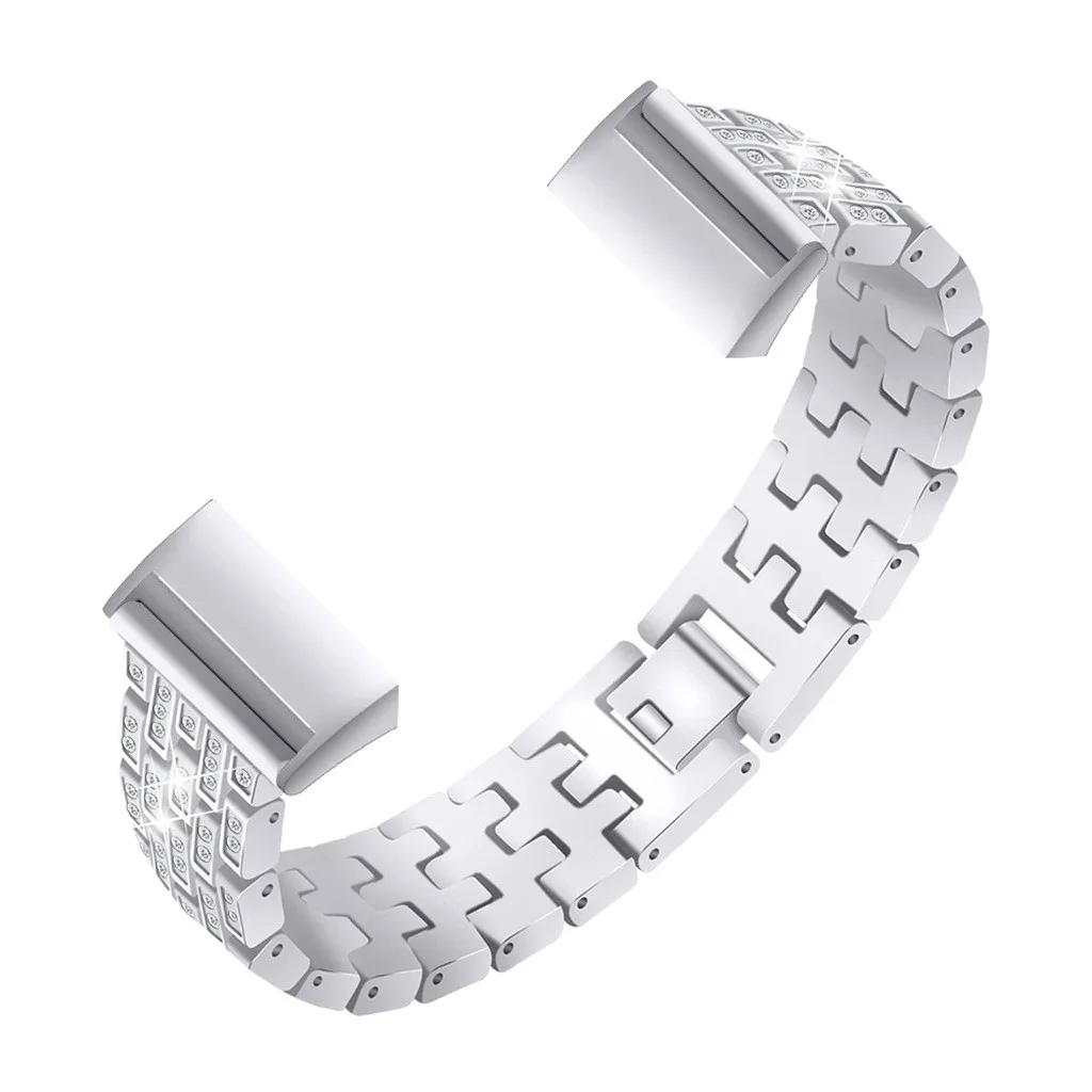E Умные часы умный ремень Smartband mi band Bling из нержавеющей стали металлический браслет ремешок для Fitbit Charge 3 Смарт-часы - Цвет: E