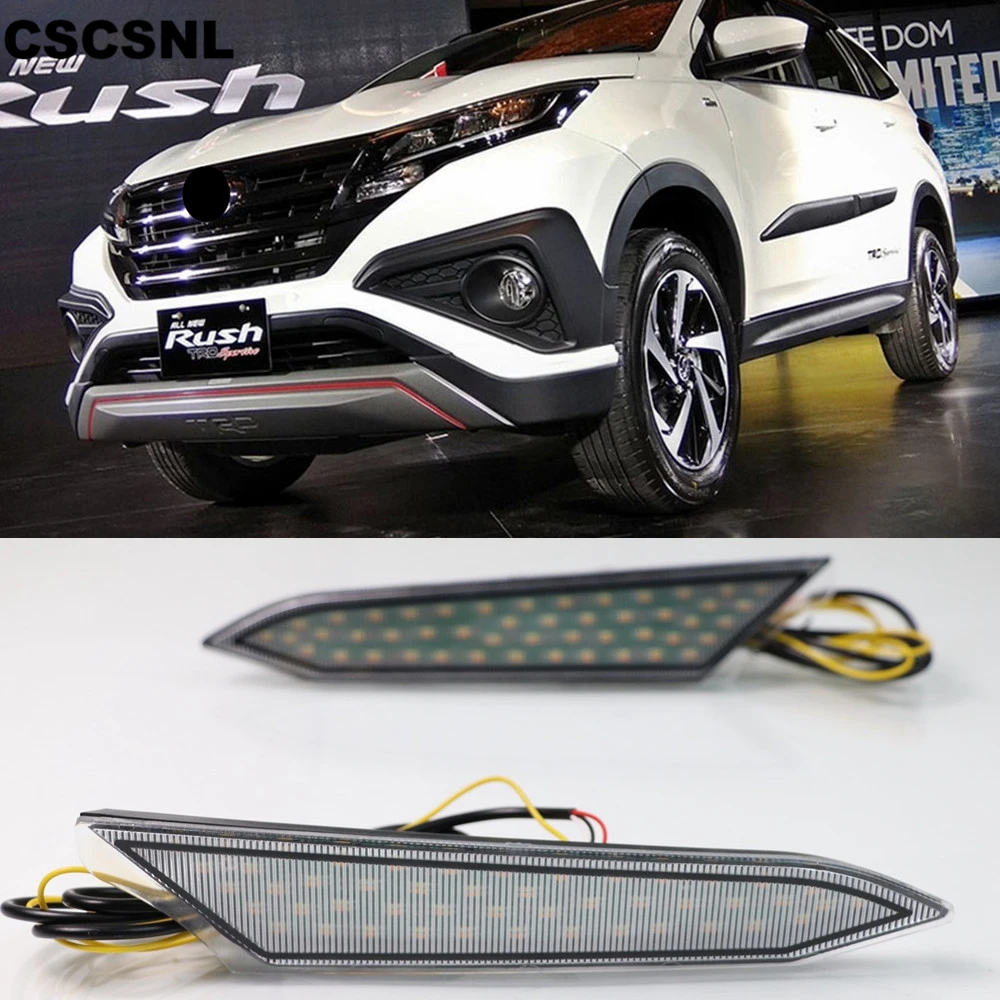 2 шт. для Toyota Rush Водонепроницаемый ABS 12 в автомобильный DRL противотуманный фонарь СВЕТОДИОДНЫЙ дневной ходовой свет с желтым поворотным сигналом стиль реле