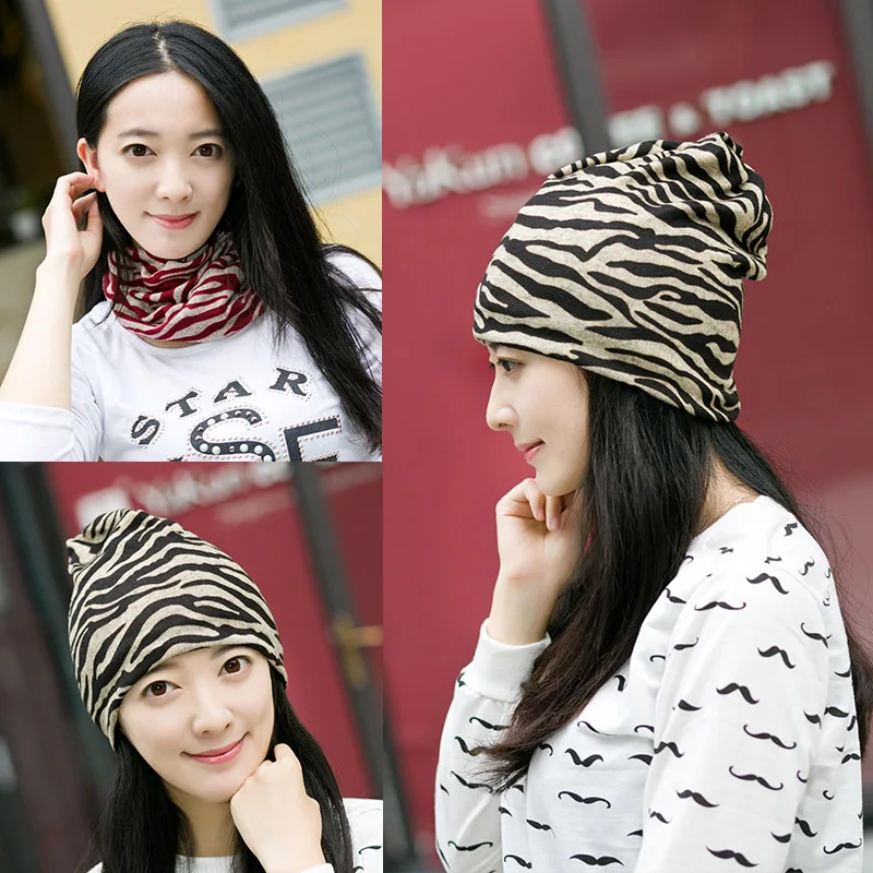 Модные женские вязаные зимние шапочки повседневные для девочек с принтом зебры в