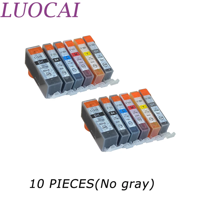 10X чернильные картриджи LuoCai совместимые с Canon PGI 220 CLI 221 pgi220 PIXMA IP3600 IP4600 IP4700 MX860 MX870
