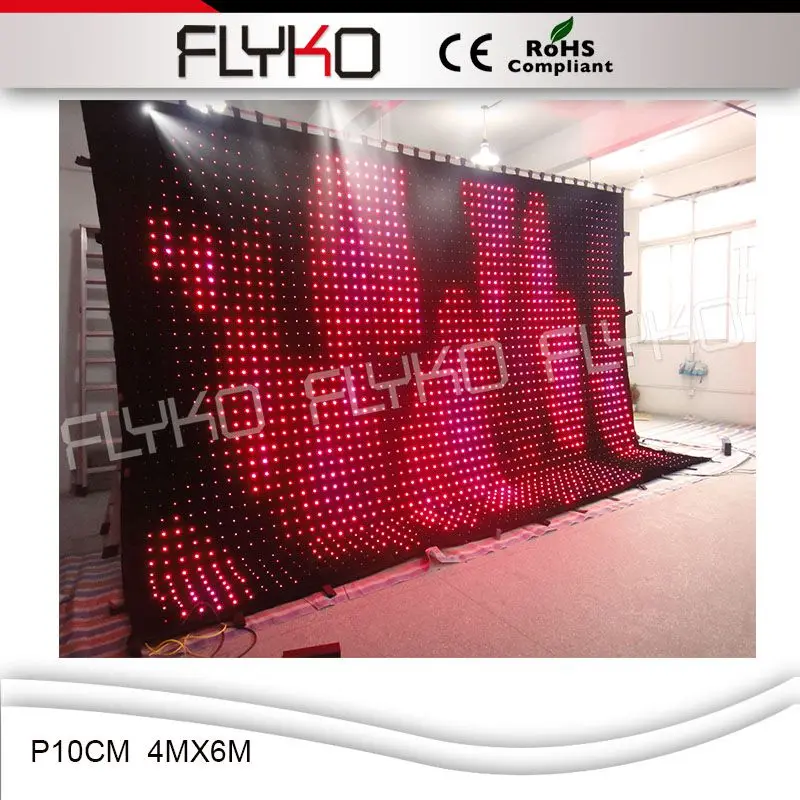P10cm 4m x 6m занавес стены СИД видео экран для декорации свадебное украшение led