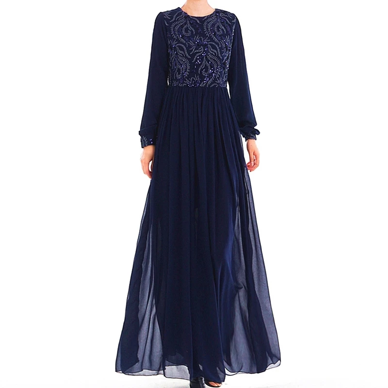 Мусульманское платье Рамадан Abaya 2019 кружевное длинное с блестками Саудовская