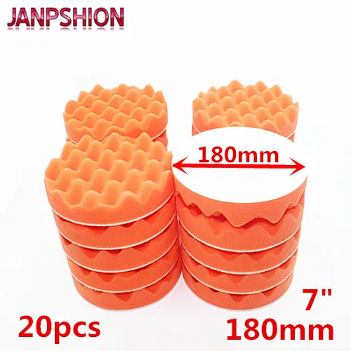

JANPSHION 20PC 180mm Car Polisher Buffer pads wave sponge Gross Polishing Buffing Pad 7" Clean waxing Auto paint maintenance