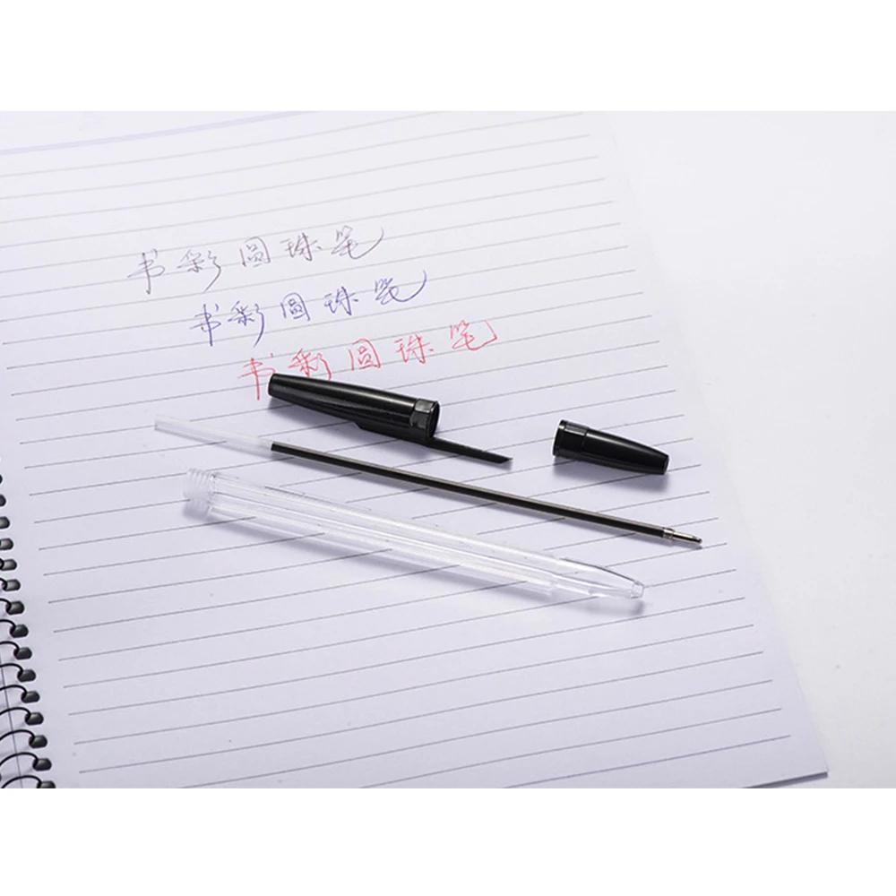 10pcs Book color black red blue three-color ball pen student 0.5MM smooth plastic | Канцтовары для офиса и дома