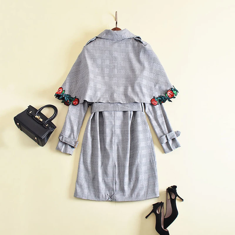 Высокое качество 2017 г. Новые дизайнерские Тренчи для женщин Для с длинным рукавом