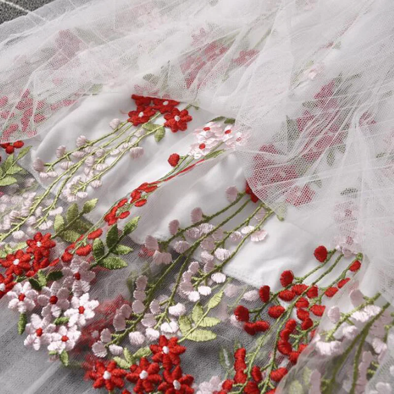 2018 женские милые плиссированные юбки с цветочной вышивкой эластичная юбка