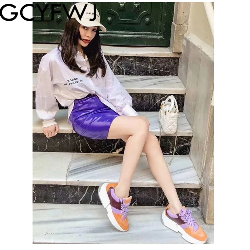 GCYFWJ/Новинка сезон весна-осень кроссовки на платформе кожаная женская обувь