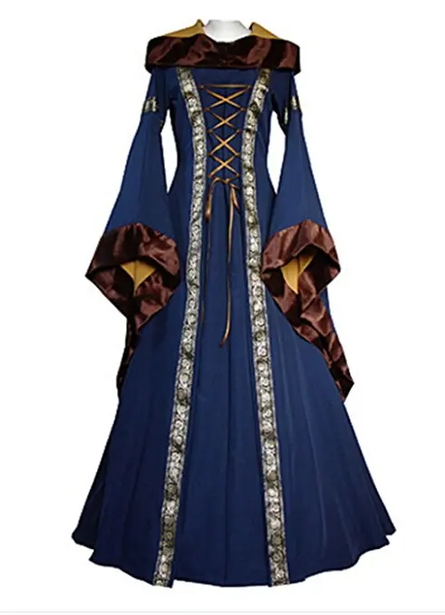 

Adult Women Bell Sleeve Bundled Corset Vintage Renaissance Medieval Dress Costume Performance Clothing