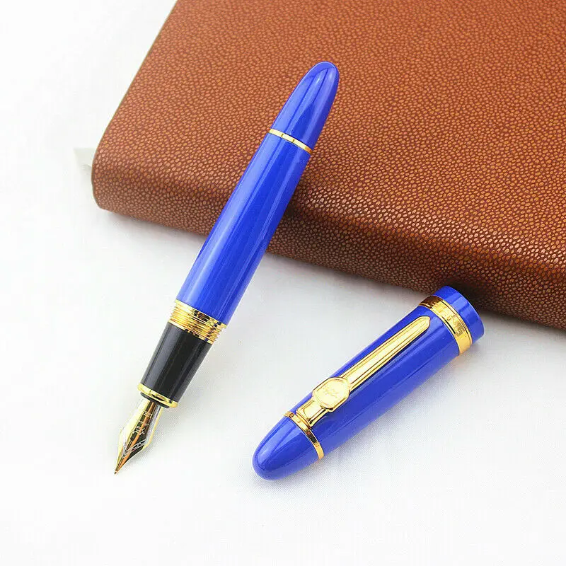 Blue Gold Clip Bobby запустил Jinhao 159 большой размер авторучка с винтовой крышкой тонкий наконечник канцелярские товары офисные школьные принадлежности penna stilografica - Цвет: Blue Gold Clip