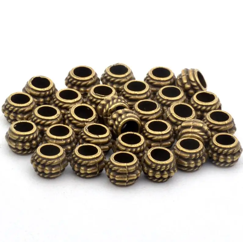 T bronze 6x8mm 50pcs 8 мм, 100 шт./лот, винтажные бронзовые и золотые бусины с узором в виде колеса, тибетские серебряные бусины для изготовления браслетов и ювелирных изделий - Цвет: T bronze 6x8mm 50pcs