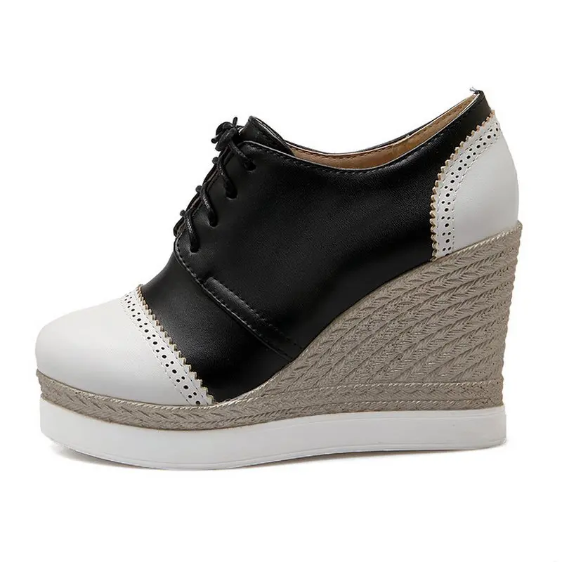 Tuyoki Sexy Women High Wedges Shoes Round Toe Cross Strap Platform Pumps Trifle Office Footwears Size 34-39 | Обувь