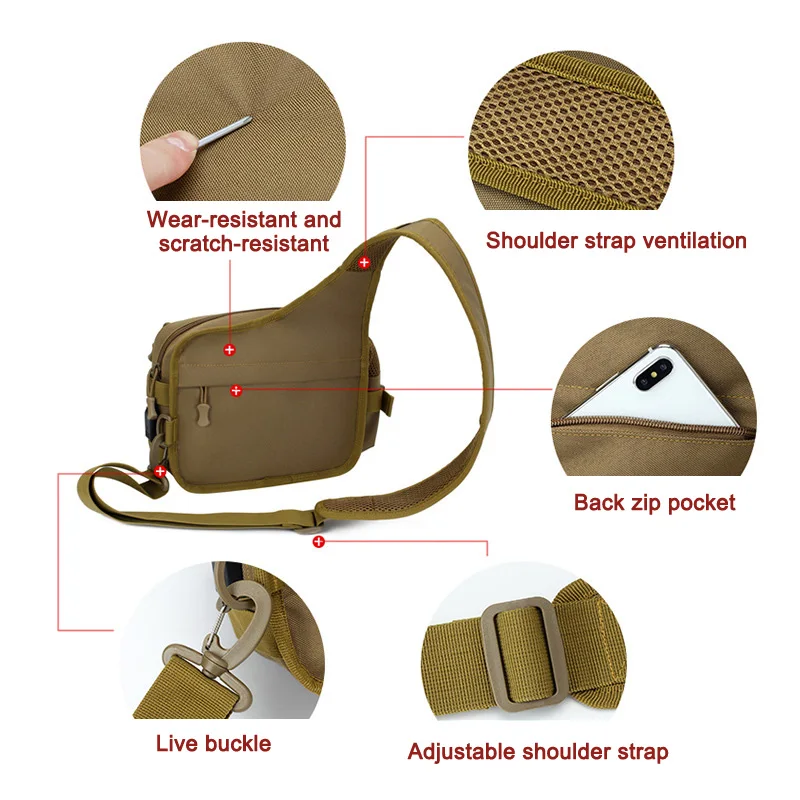 

High Outdoor Tactical Crossbody Bag Multi-pockets Quick Release Buckle Zipper for Cycling DOG88