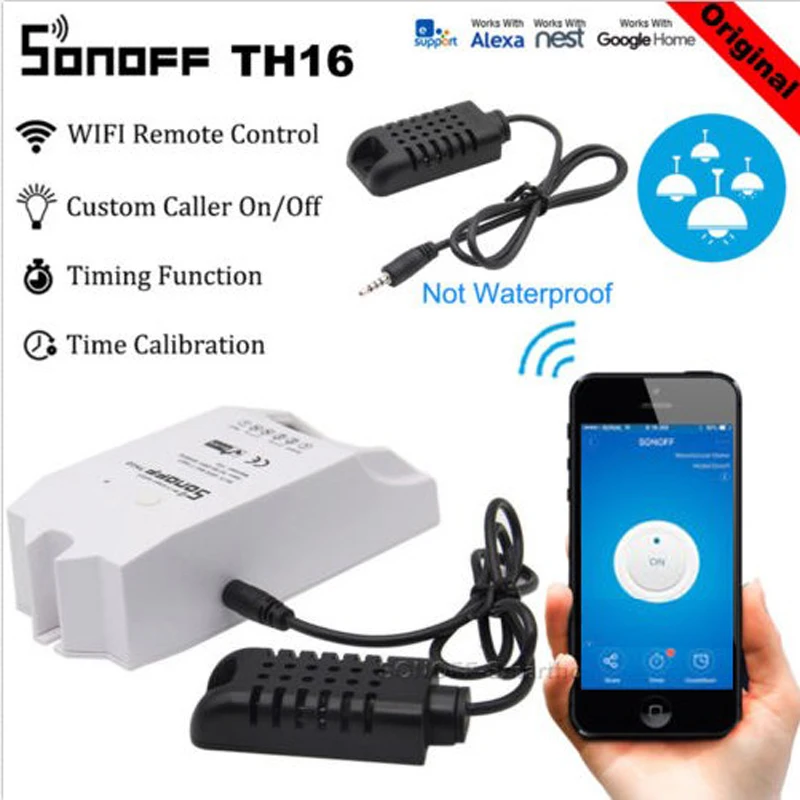 Умный Wi-Fi переключатель Sonoff TH16 с мониторингом температуры и влажности умный