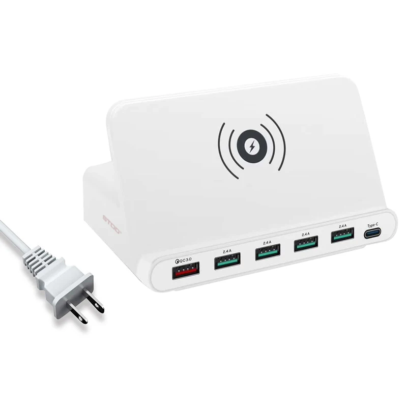 США STOD Мульти USB порт Беспроводное зарядное устройство 60 Вт зарядная станция Быстрая зарядка 3,0 держатель для iPhone X samsung huawei Nexus Mi адаптер - Тип штекера: США