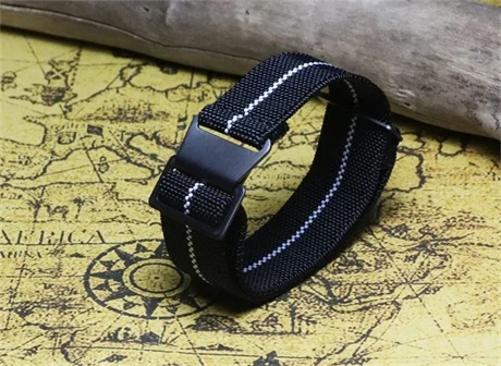 D Black buckle Дизайн, различные цвета, сверхпрочный нейлоновый ремешок для часов NATO ZULU 20 21 22 мм, полосатый эластичный ремешок для часов - Цвет ремешка: D Black buckle