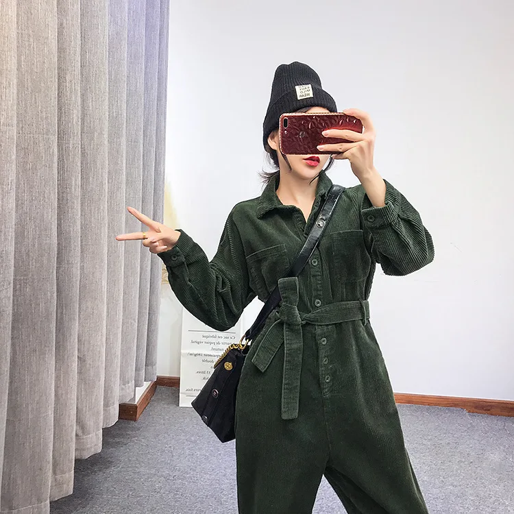 Комбинезон для женщин длинные штаны с длинным рукавом Уличная одежда карманом