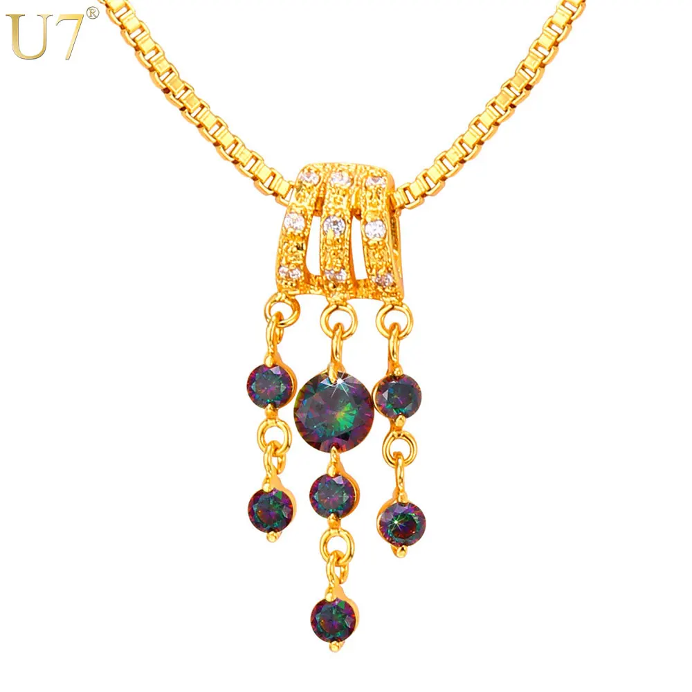 U7 Циркон Ожерелья И Подвески Для Женщин Ювелирные Изделия На Шею Женские Оптом P782