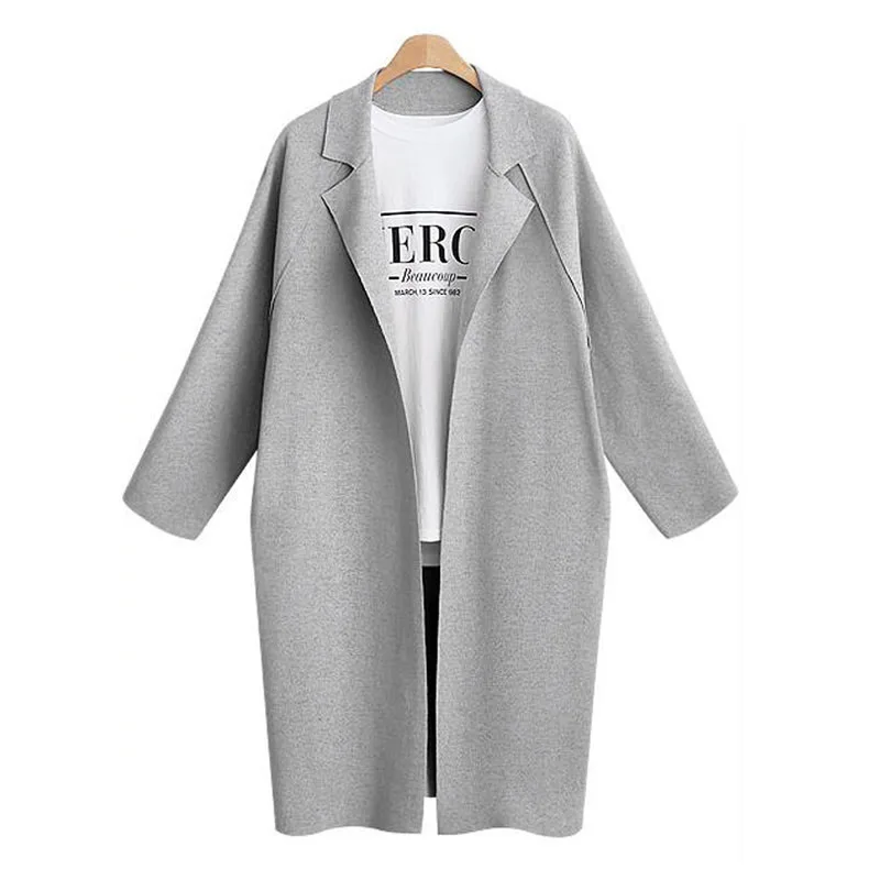 Новинка Осень Зима Женский Тренч кардиган 2017 мода плюс размер длинный рукав