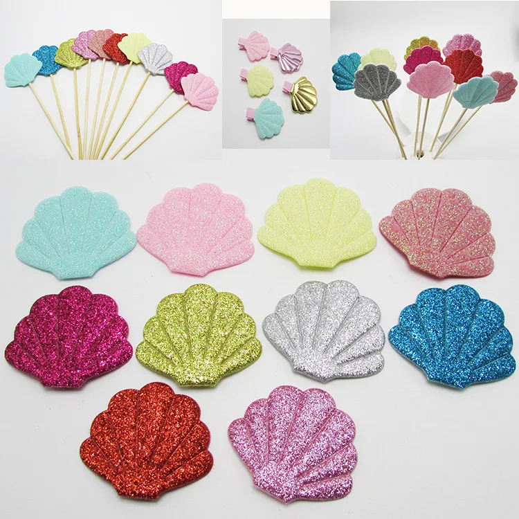 50 шт./лот 4 5x3 8 см разноцветные блестящие ракушки мягкие аппликации для торта