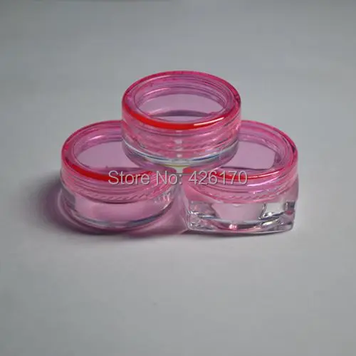 

Freeshipping Wholesale 3g Plastic Cosmetic Jar Empty Lotion Container Refillable Jar Eyecream Box Simple Container Pink Cap