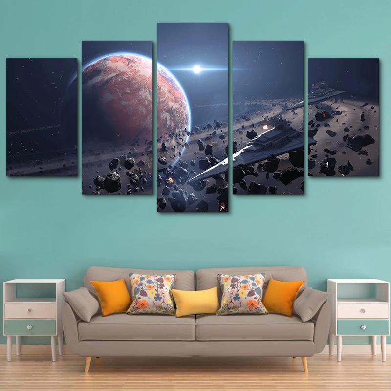 YPHYHD Современное украшение для дома холст модульные картины искусство 5 шт. кино