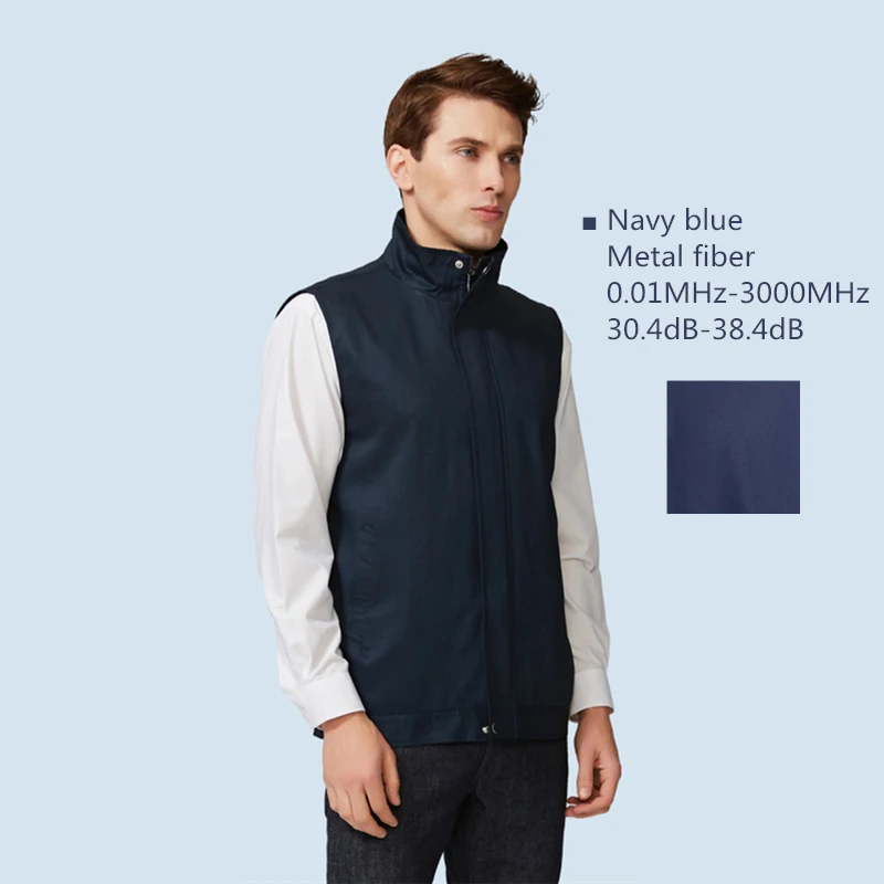 Navy blue MTF Фабрика Подлинная электромагнитного излучения защиты мужчин жилет EMF Экранирование анти-излучения куртка без рукавов - Цвет: Navy blue MTF
