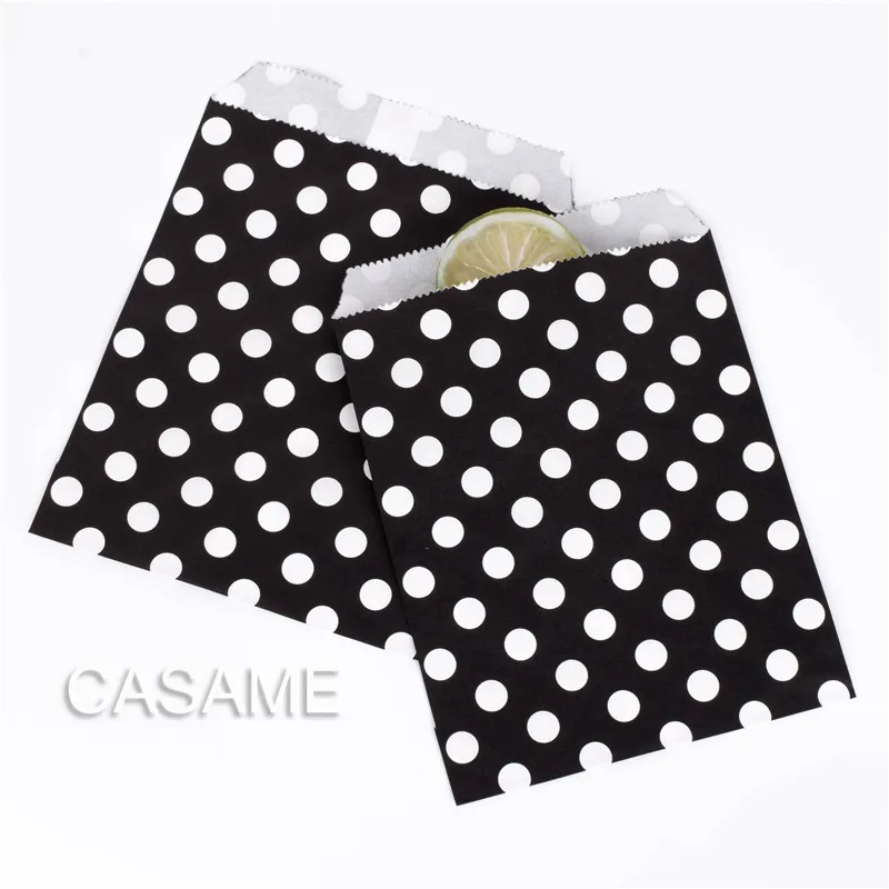 Black Dot 13x18 25 шт. крафт-бумажные пакеты в золотую полоску, свадебный подарок, товары для дня рождения, свадебные украшения, подарки, подарочная упаковка - Цвет: Black Dot 13x18