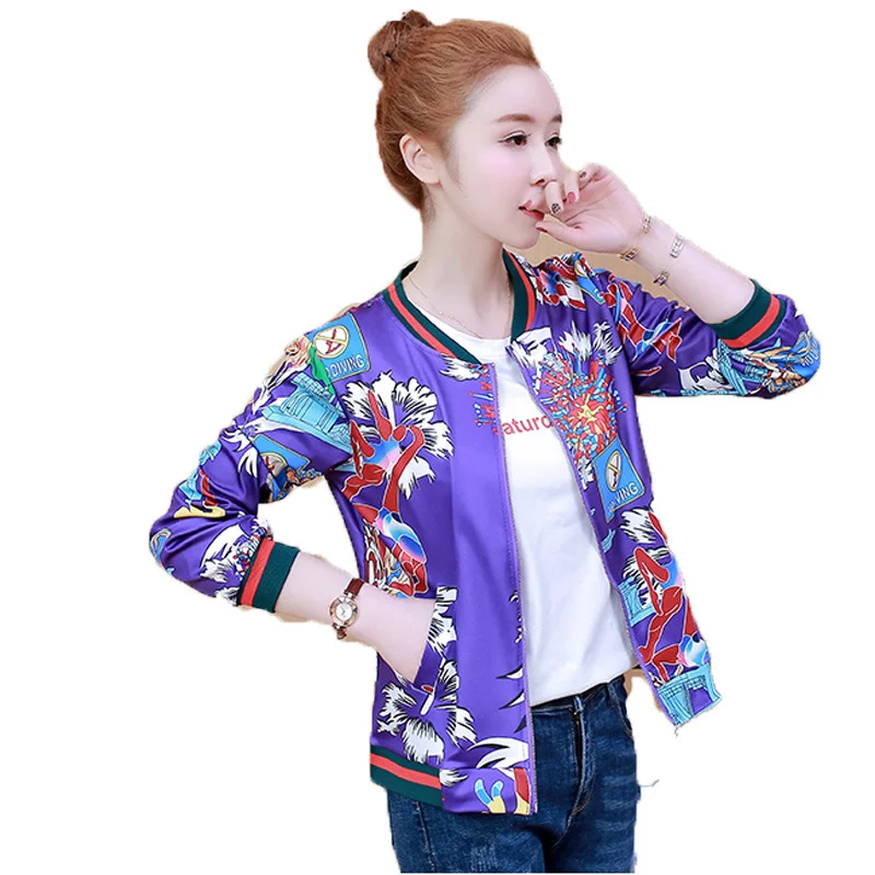 

Женская куртка с принтом, облегающая куртка в стиле пэчворк, Женское пальто, ветровка для весны и осени, Chaquetas Mujer