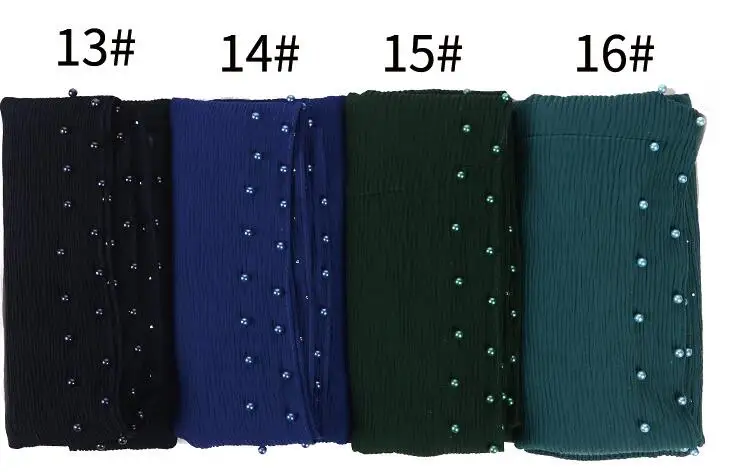 W1 Big size pearl bubble chiffon scarf plain wrinkle soft crumple shawls hijab spring muslim color scarves/scarf 180*70cm | Аксессуары