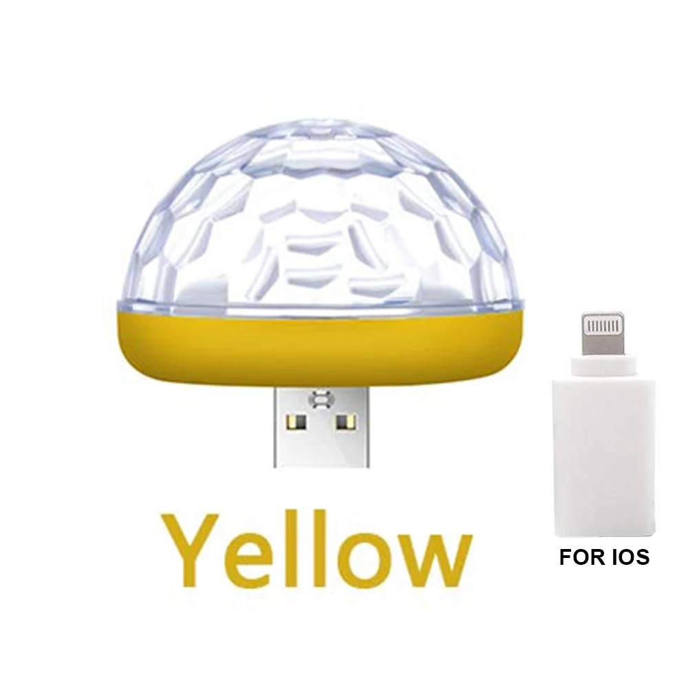 Yellow Apple plug Автомобильный USB атмосферный свет декоративная лампа для салона автомобиля огни DJ RGB мини красочная музыкальная лампа для фестиваля вечерние караоке - Испускаемый цвет: Yellow Apple plug