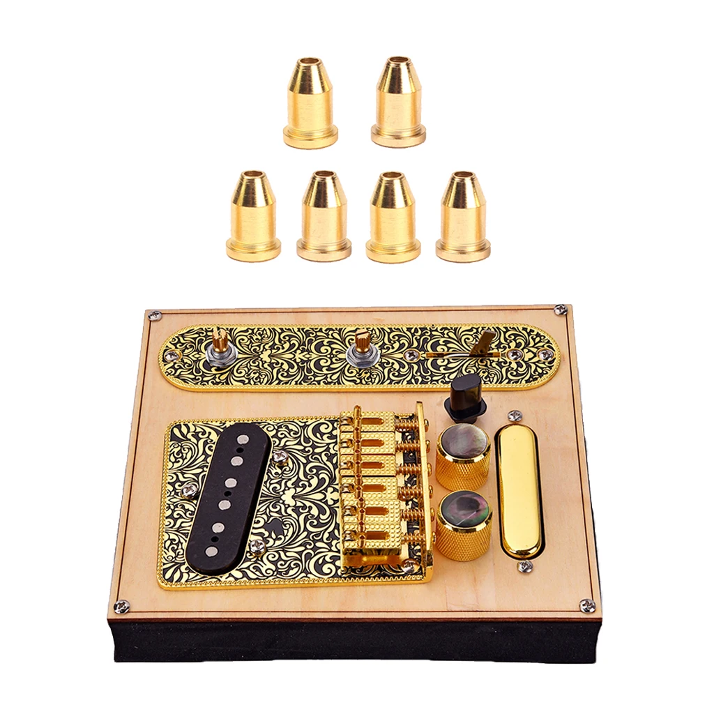 

6 Pieces Guitar Mounting Ferrules with Prewired Control Plate Bridge Set for TL Tele Guitar Parts Replacement Accessory