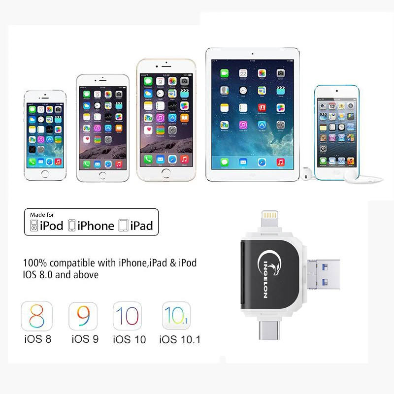 Адаптер ридер Ingelon для карт sd usb micro SD typec otg no3.0 USB lightning адаптер аксессуары